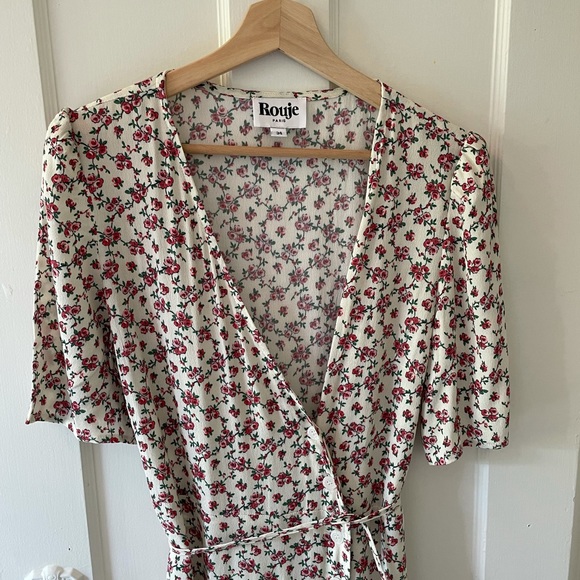 Rouje Floral Maxi Dress in Cream and Red - Picture 3 of 10